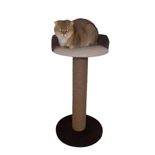 Scratching post with bed, 63 cm high (beige and brown)