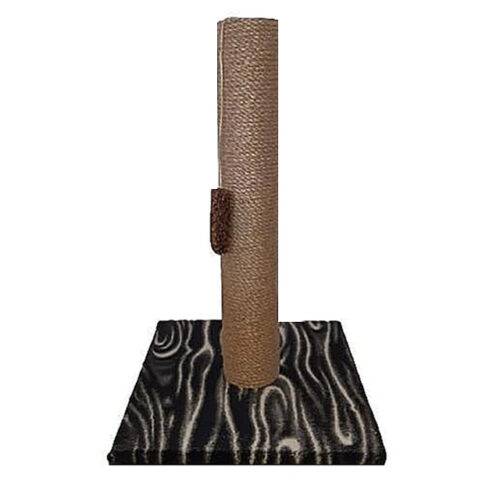 Scratching post with square base, 60 cm high, dark brown with pattern