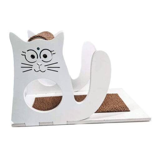 Set of scratching posts in the shape of a cat, white