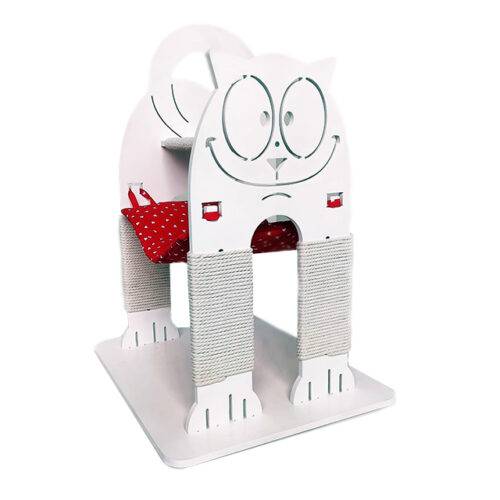 Scratching post and hammock (2 in one) for kittens white with red