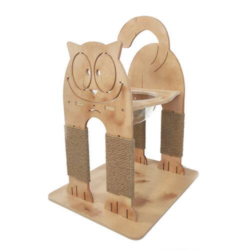 Scratching post and hemisphere for kittens with cat shape