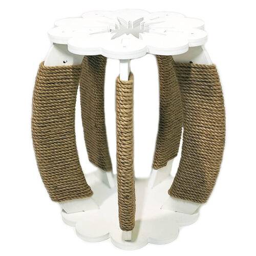 Scratching post "Chamomile" for small kittens with a shelf on top, white