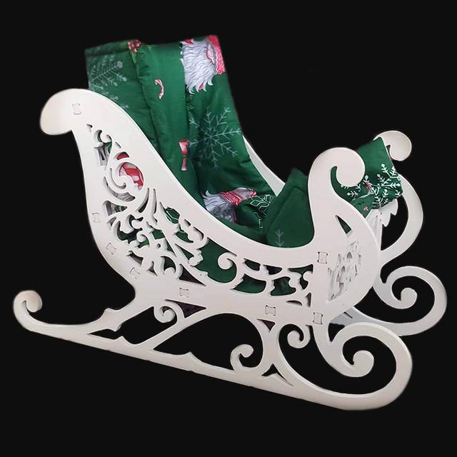 Лежанка-санчата для котів біла з зеленим – Lapa.shop