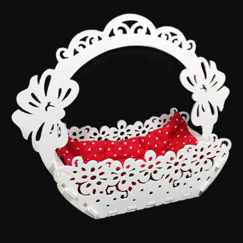 Лежанка-кошик для котів біла з червоним