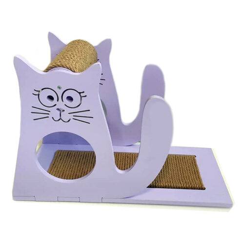 Set of scratching posts shaped like a cat purple