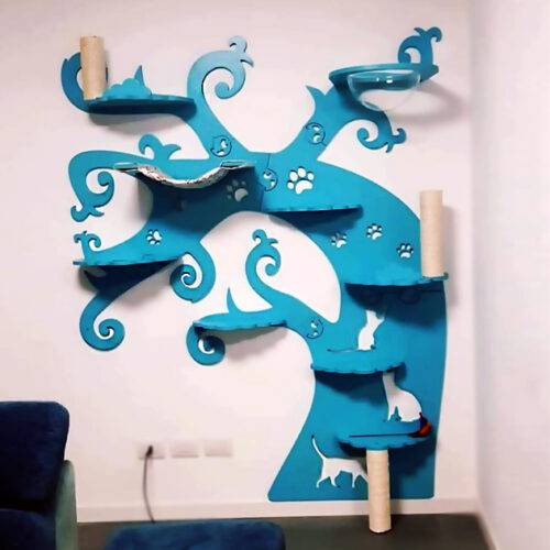 Настінне дерево синього кольору для котів