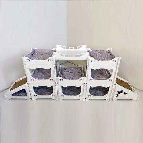 Комплекс із 7 модулів із дряпками і лежанками зверху білий