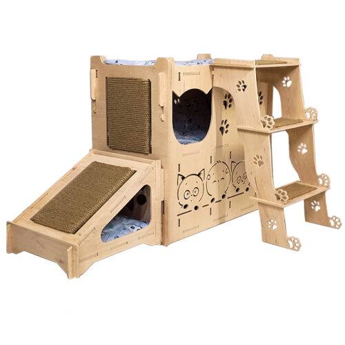 Дворівневий бокс із кутовою дряпкою і сходами