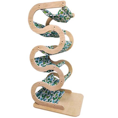 Гамачок "Змійка" для декількох кошенят на 6 поверхів із зеленими гамаками