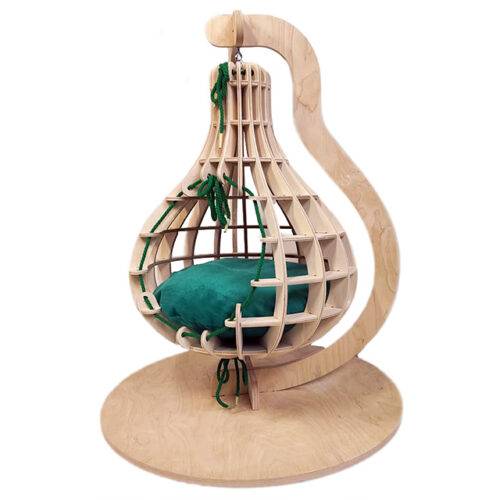 Лежанка-гойдалка для котів у формі груши натурального кольору