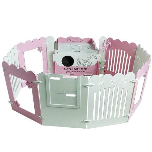 Ясла-трансформери 100*100 см рожеві з білим із материнським боксом