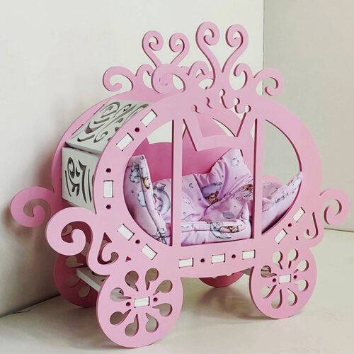 Лежанка-карета для котів рожева