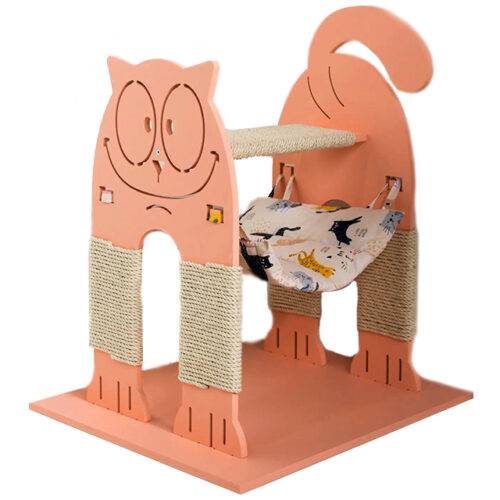 Scratching post and hammock (2 in one) for kittens peach