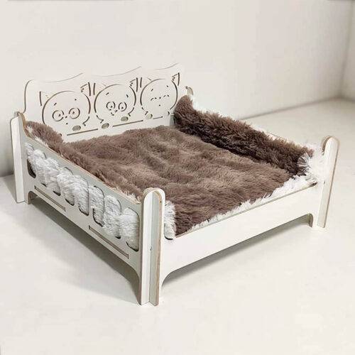 Ліжечко для котів із коричневою лежанкою з хутра