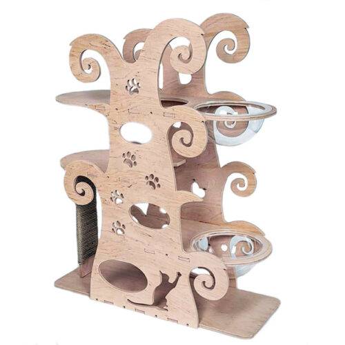 An original tree with sunbeds and a scratching post for cats