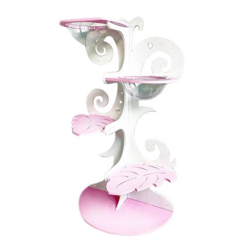 Дерево для котів біло-рожеве, яке кріпиться на стіну