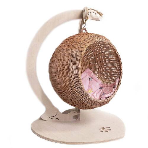 Гойдалка-кокон із лози для котів світло-коричнева