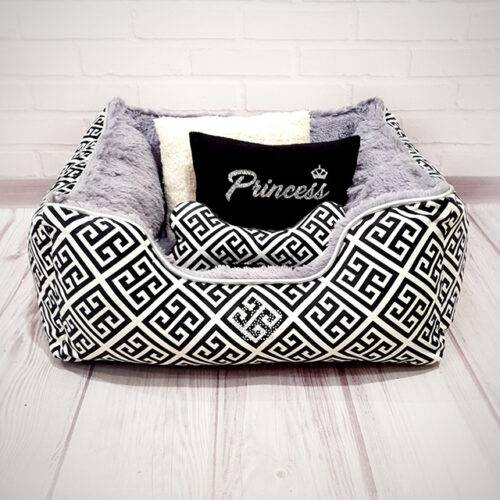 Чорно-біла лежанка для собак і котів 58*58 см