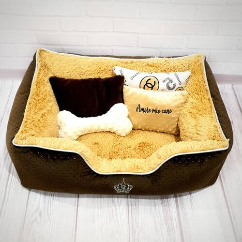 Bed for dogs and cats 70*50 cm dark brown with sand