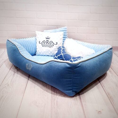 Bed for dogs and cats 70*50 cm cyan with blue