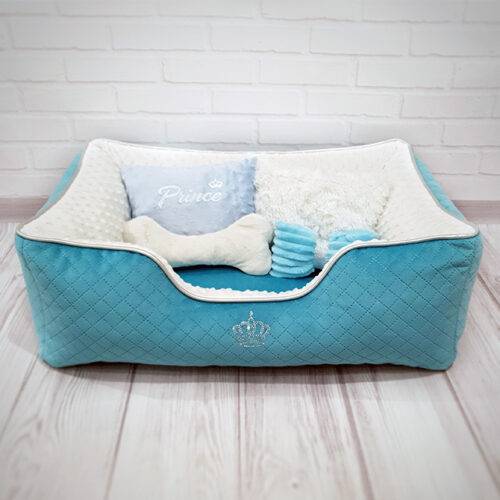 Bed for dogs and cats 70*50 cm blue with milk