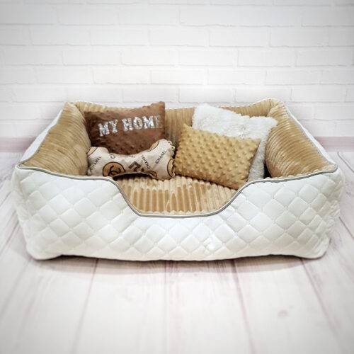 Bed for dogs and cats 80*70 cm white with sand