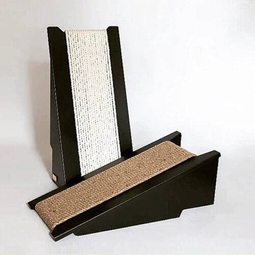 Scratching post with incline for cats black and white