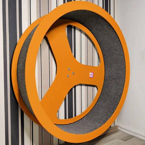 Wall-Mounted Cat Running Wheel in Orange and Gray (Choose the Size)