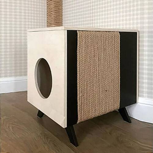 Будиночок для котячого лотка бежевий з чорним