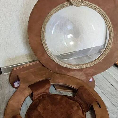 Настенная лежанка-сфера коричневая