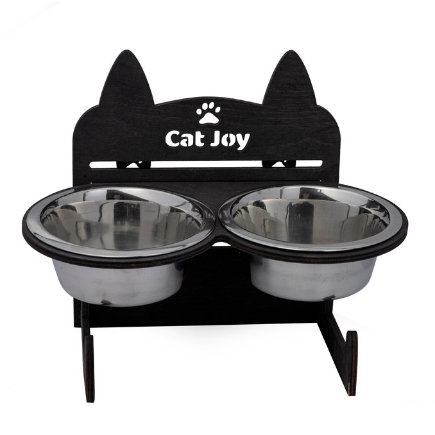 Годівниця для котів і мініатюрних собак із регулюванням висоти чорна