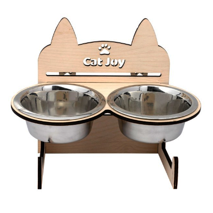 Годівниця для котів і мініатюрних собак із регулюванням висоти світле дерево