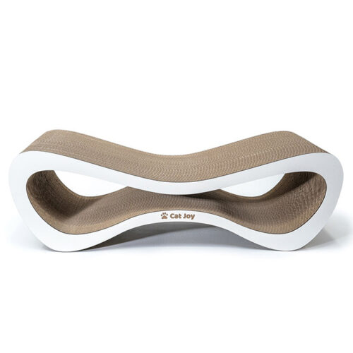 White corrugated cardboard scratcher bed with wave pattern