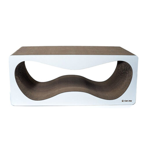 Large white scratching board made of corrugated cardboard