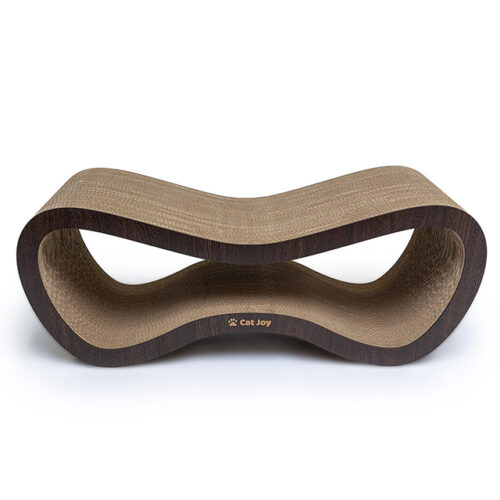 Large scratching board made of corrugated cardboard in the shape of a wave oak