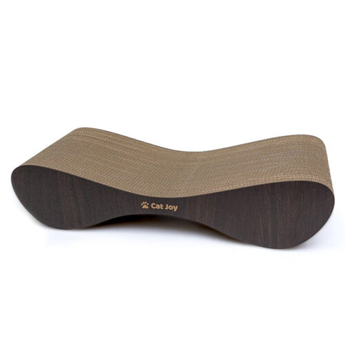 Scratching board made of corrugated cardboard with butterfly shape in wood color