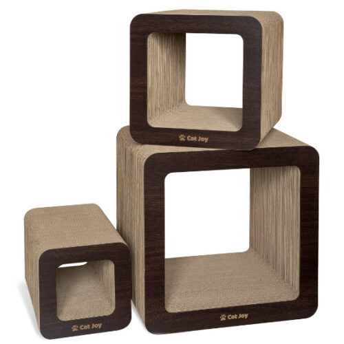 A stylish complex of scratching boards made of corrugated oak cardboard